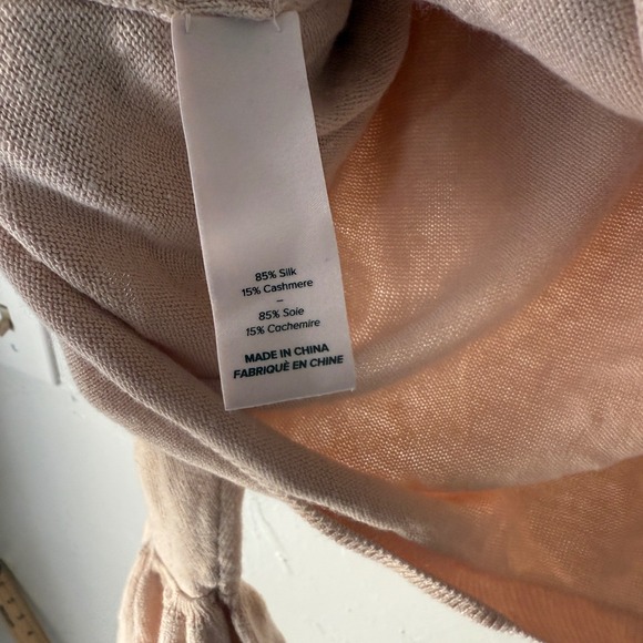 Cinq a Sept Beige Pink Silk Cashmere Ruffle Sweater XS Coquette Romantic - Picture 6 of 11